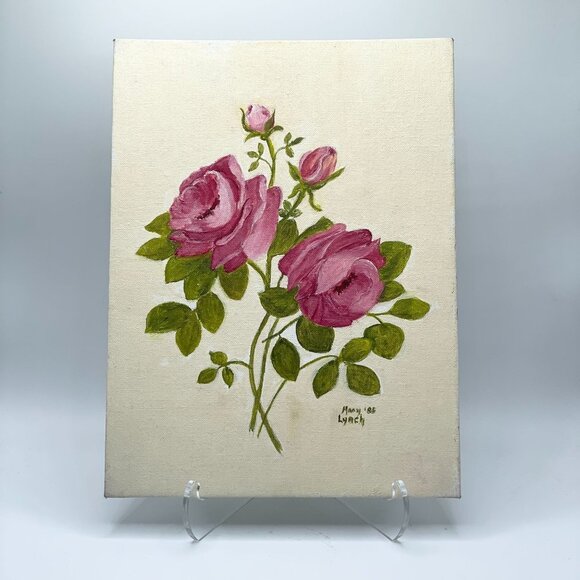 Vintage | Art | Vintage Romantic Pink Cottage Roses Original Artist ...